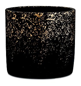 KIT CACHEPOT PRETO E DOURADO EM CIMENTO - 3 PCS