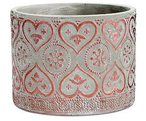 KIT CACHEPOT CINZA E COBRE EM CIMENTO  - 2 PCS