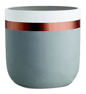 KIT CACHEPOT CINZA E COBRE EM CIMENTO - 2 PCS