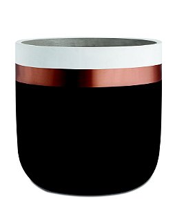 KIT CACHEPOT PRETO E COBRE EM CIMENTO - 2PCS