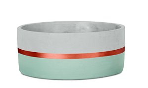 KIT CACHEPOT AZUL E COBRE  EM CIMENTO-2 PCS
