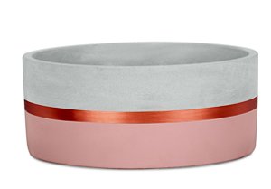 KIT CACHEPOT ROSA E COBRE EM CIMENTO-2 PCS