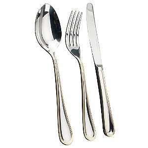 FAQUEIRO LOUVRE 130 PECAS EM ACO INOX 18/00 3,0 MM COM FRISO OURO