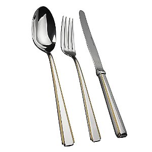 FAQUEIRO CLASSICO MODERNO 101 PECAS EM ACO INOX 18/10 3,5 MM COM FRISO DE OURO