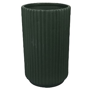 VASO DE CERAMICA VERDE 12CM X 12CM X 20CM