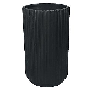 VASO DE CERAMICA PRETO 12CM X 12CM X 20CM