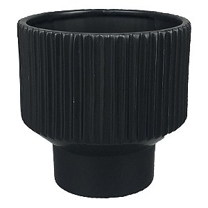 VASO DE CERAMICA PRETO 15CM X 15CM X 14CM