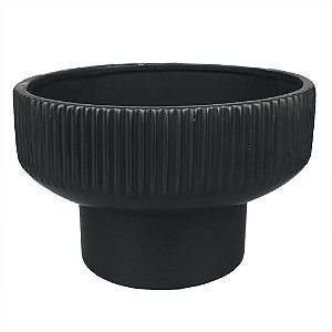 VASO DE CERAMICA PRETO 25CM X 25CM X 15CM