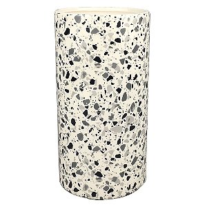 VASO DE CERAMICA BRANCO COM DESENHO ESTILO QUARTZO 11,5CM X