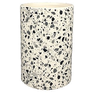 VASO DE CERAMICA BRANCO COM DESENHO ESTILO QUARTZO 12CM X 12