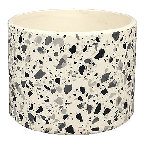 VASO DE CERAMICA BRANCO COM DESENHO ESTILO QUARTZO 13,5CM X