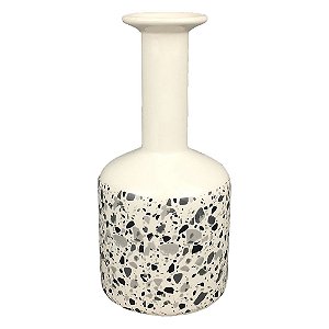 VASO DE CERAMICA BRANCO COM DESENHO ESTILO QUARTZO 10,7CM X
