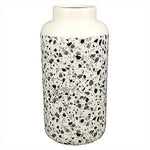 VASO DE CERAMICA BRANCO COM DESENHO ESTILO QUARTZO 12CM X 12
