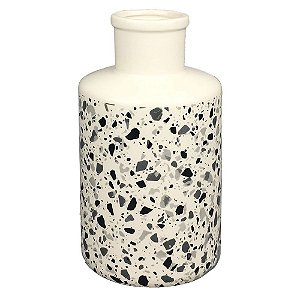 VASO DE CERAMICA BRANCO COM DESENHO ESTILO QUARTZO 11CM X 11