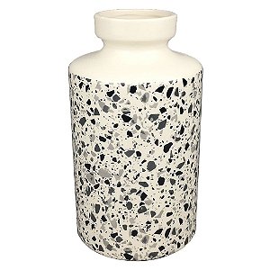 VASO DE CERAMICA BRANCO COM DESENHO ESTILO QUARTZO 13CM X 13