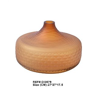 VASO DE VIDRO TRABALHADO AMARELO