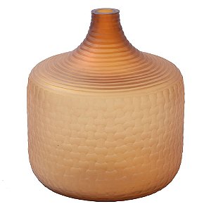 VASO DE VIDRO TRABALHADO AMARELO