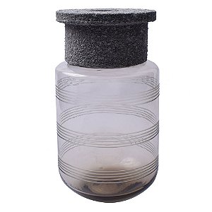 VASO DE VIDRO FUME E PAPERCLAY CINZA