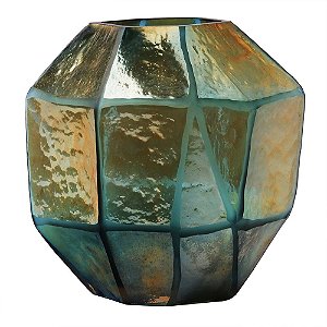 VASO DE VIDRO DOURADO 18,5CM X 15CM X 18CM