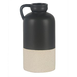 VASO ESTILO JARRA DE CERAMICA PRETO E BRANCO