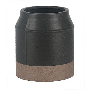 VASO DE CERAMICA PRETO E MARROM