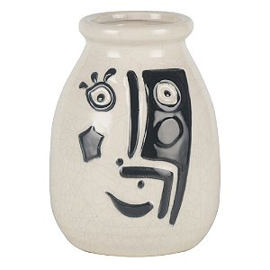 VASO DE CERAMICA BRANCO COM O DESENHO AZUL