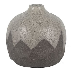 VASO DE CERAMICA CINZA E PRATA