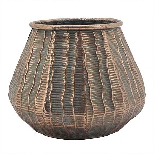 VASO DE METAL RUSTICO DE METAL BRONZE