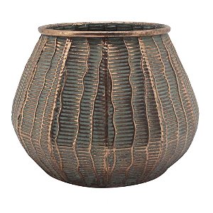 VASO DE METAL RUSTICO DE METAL BRONZE