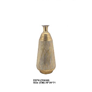 VASO DE CHAO RUSTICO DE METAL DOURADO