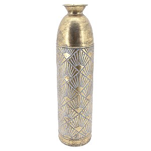 VASO DE CHAO DE METAL RÚSTICO DOURADO 19,5CM X 19,5CM X 75CM