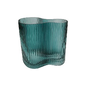 VASO DE VIDRO TRANSPARENTE AZUL