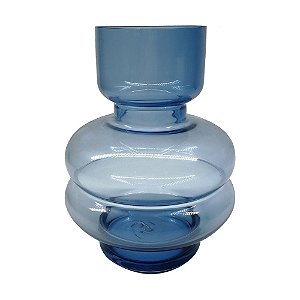 VASO DE VIDRO TRANSPARENTE AZUL