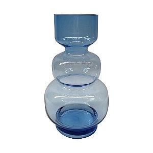 VASO DE VIDRO TRANSPARENTE AZUL
