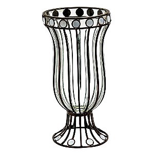 VASO DECORATIVO DE FERRO COM VIDRO