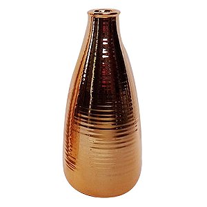 VASO CERAMICA BOTTLE RINGS DOURADO PEQUENO 10,2X10,2X25,2 CM