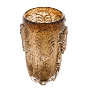 VASO DE VIDRO SODO-CÁLCICO LEAF MARROM 15,5x25cm