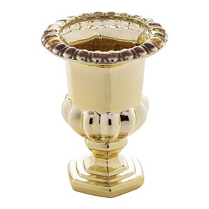 VASO CRISTAL C/PÉ SUSSEX DOURADO METALIZADO 12x16cm