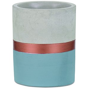 VASO AZUL E COBRE  EM CIMENTO
