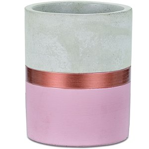 VASO ROSA E COBRE EM CIMENTO
