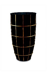 VASO PRETO E DOURADO EM VIDRO
