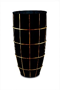 VASO PRETO E DOURADO EM VIDRO