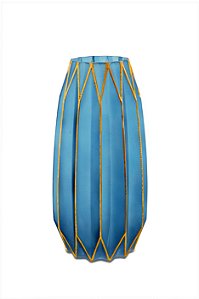VASO AZUL E DOURADO EM VIDRO