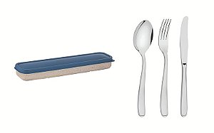 CJ.TALHER.ACO INOX C/ESTOJO TP.AZUL