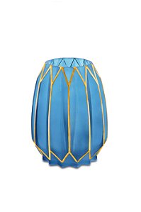 VASO AZUL E DOURADO EM VIDRO