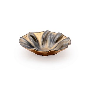 BOWL FLOR VIDRO ONDULADO GRANDE DOURADO/PRETO