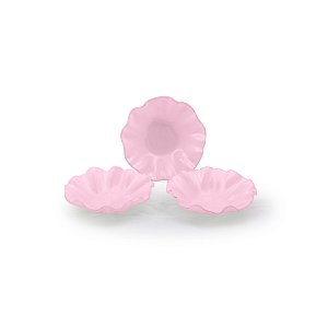 CONJ. 03 CUMBUCAS DE VIDROS ONDULADAS MED. ROSA