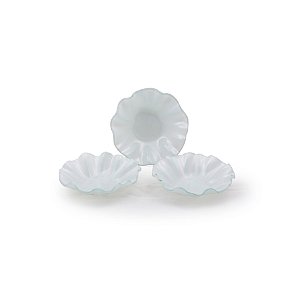 CONJ. 03 CUMBUCAS DE VIDROS ONDULADAS MED. BRANCO