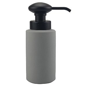 PORTA SABONETE LIQUIDO DE PORCELANA CINZA E PRETO 7CM X 7CM