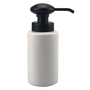 PORTA SABONETE LIQUIDO DE PORCELANA BRANCO E PRETO 7CM X 7CM